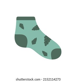 green sock design with leaves
