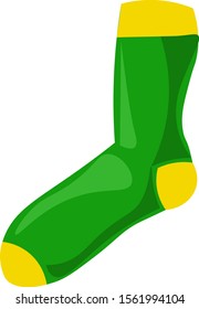 Calcetín verde, ilustración, vector sobre fondo blanco.