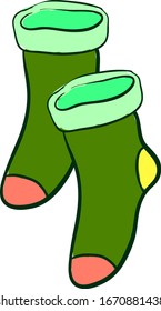 Green socks, illustration, vector on white background.