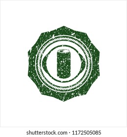 Green soda can icon inside rubber grunge stamp