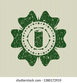 Green soda can icon inside rubber grunge stamp