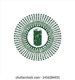 Green soda can icon inside rubber grunge seal