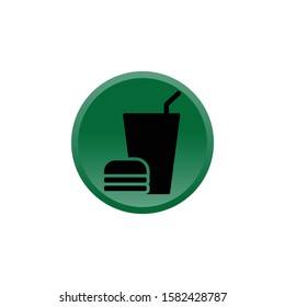 Green Soda drink with drinking straw and donut icon isolated on blue background. Fast food symbol. Abstract circle random dots. Vector Illustration
