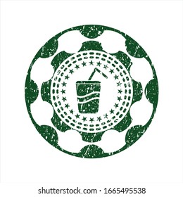 Green soda icon inside rubber texture