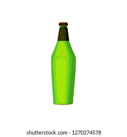 Green soda water bottle illustration. Beer, drinking, soda, alcohol. Drinking concept. Vector illustration can be used for topics like beverage, bar, super market