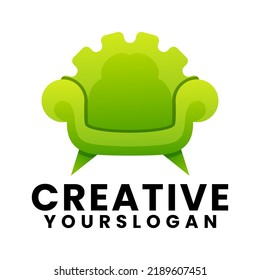 diseño de logotipo colorido del sofá verde