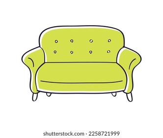 Green sofa or couch isolated vector illustration