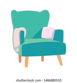 green sofa cushion and scarf