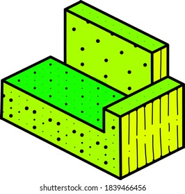sofá verde, ilustración, vector sobre fondo blanco