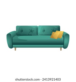 sofá verde. interior de la casa. la comodidad y la comodidad. Diseño interior