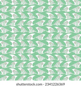 green soft background with repeated white abstract shape