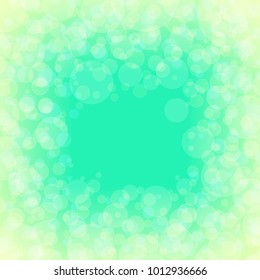 Green Soft Bright Abstract Bokeh Background with Defocused Lights in Yellow Color , Vector Illustration