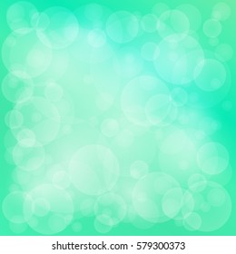 Green Soft Bright Abstract Bokeh Background ,Soft Glow of the Sun , Defocused Lights, Vector Illustration
