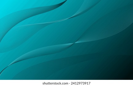 green soft lines wave curves on gradient abstract background
