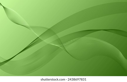 green soft lines wave curves with smooth gradient abstract background