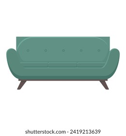 Green soft sofa icon cartoon vector. Soiled clean room. Couch office