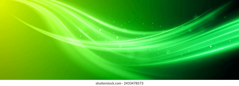 Green soft waves flow. Nature eco background. 3D vector glossy flowing waves. 