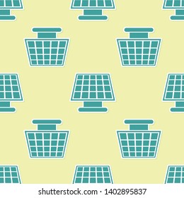 Green Solar energy panel icon isolated seamless pattern on yellow background. Vector Illustration