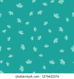 Green Solar energy panel icon isolated seamless pattern on green background.  Vector Illustration