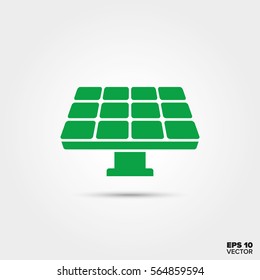 Green Solar Panel Icon. Sustainable Energy Symbol. EPS 10 Vector.