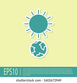Green Solstice icon isolated on yellow background.  Vector Illustration