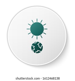 Green Solstice icon isolated on white background. White circle button. Vector Illustration