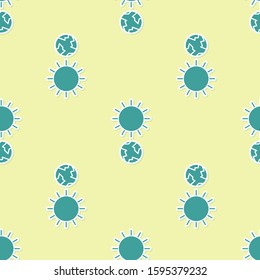 Green Solstice icon isolated seamless pattern on yellow background.  Vector Illustration