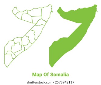 Green Somalia map outline and flat vector illustration