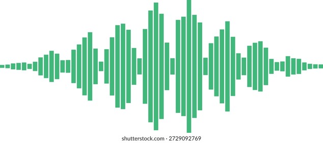 Ilustração de forma de onda de som verde representando o sinal de áudio ou visualizador de música