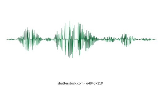 Green sound waves isolated on white background. Vector Illustration