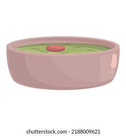 Green soup icon cartoon vector. Tart food. Dish pastel