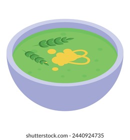 Green soup icon isometric vector. Dinner food. Asian food