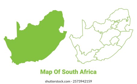 Green South Africa map outline and flat vector illustration