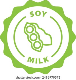 green soy milk outline icon round rounded circle badge stamp label isolated on transparent background