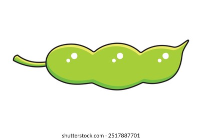 Vaina de soja verde, habas de soja, Ilustración vectorial aislada