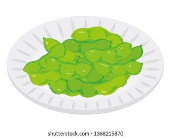 Green soybeans on white background
