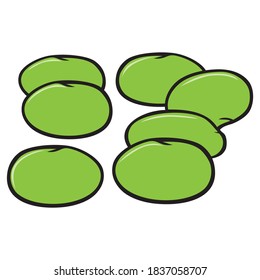 ilustración vectorial de soybeans verdes, aislado en fondo blanco para la educación, vista superior