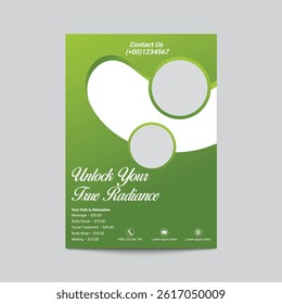 Green Spa Flyer Template With Photo Frames And Service Menu