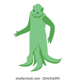 Green space alien icon isometric vector. Funny monster. Mars comic