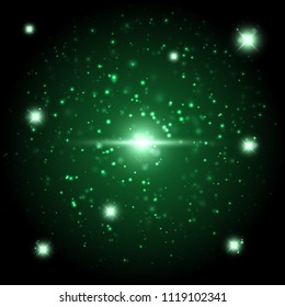 Green space glowing light background, stock vector