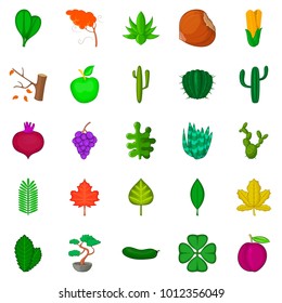 Green space icons set. Cartoon set of 25 green space vector icons for web isolated on white background