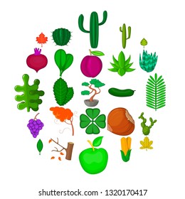 Green space icons set. Cartoon set of 25 green space vector icons for web isolated on white background