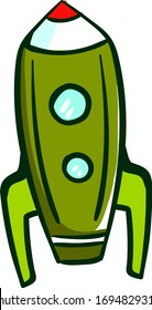 Green space rocket, illustration, vector on white background