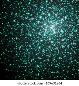Grün glitzernder Hintergrund. Glitzernde Sequins Mosaikmuster. Vorlagendesign auf grünem, glänzendem Hintergrund.