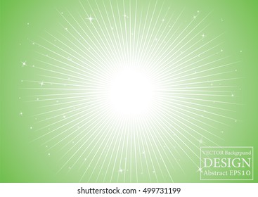 Green sparkles glitter and rays lights bokeh abstract holiday background/texture.  Vector background. 