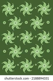 Green sparkling flowers flat vector wallpaper. Cute green sparkling flowers cartoon vector wallpaper for graphic design, illustration, and decorative element
