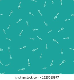 Green Spatula icon isolated seamless pattern on green background. Kitchen spatula icon. BBQ spatula sign. Barbecue and grill tool.  Vector Illustration