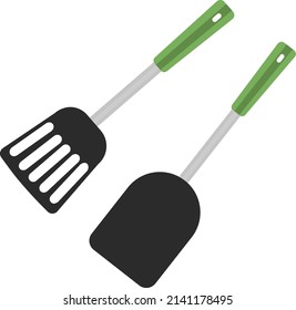 Green spatulas, illustration, vector on a white background.