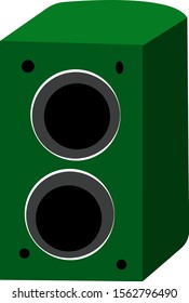 Grüner Lautsprecher, Illustration, Vektorgrafik auf weißem Hintergrund.