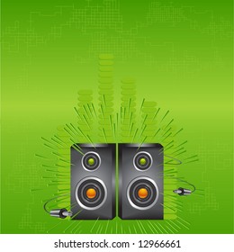 Green speaker and jack background vector illustration